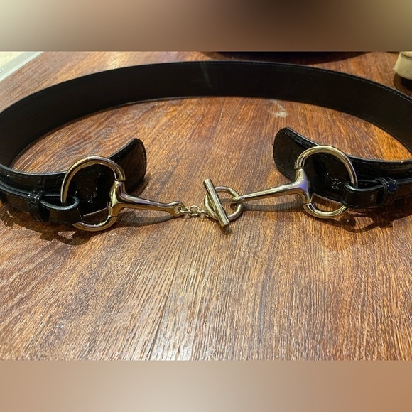 GUCCI Leather Monogram Horsebit Waist Belt RARE - Picture 9 of 14